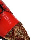 Dolce & Gabbana Herren-Derby-Kleiderschuhe mit roten Verzierungen