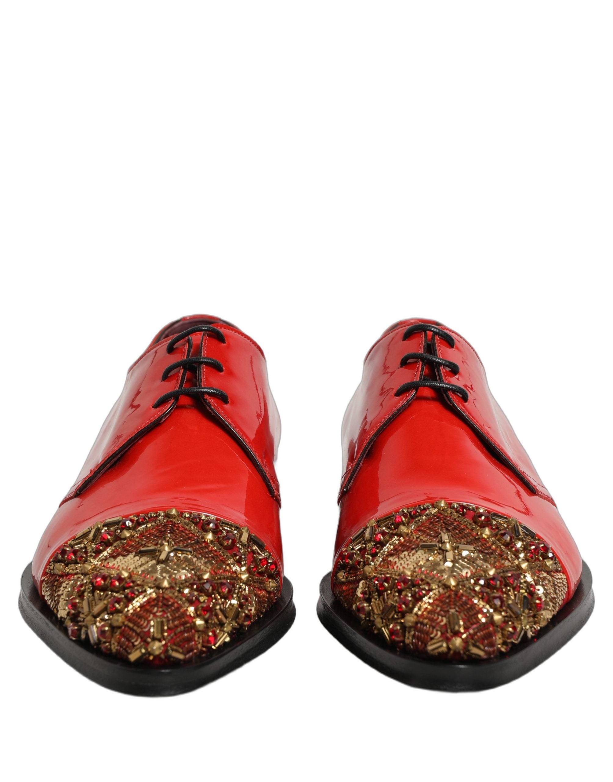 Dolce & Gabbana Herren-Derby-Kleiderschuhe mit roten Verzierungen