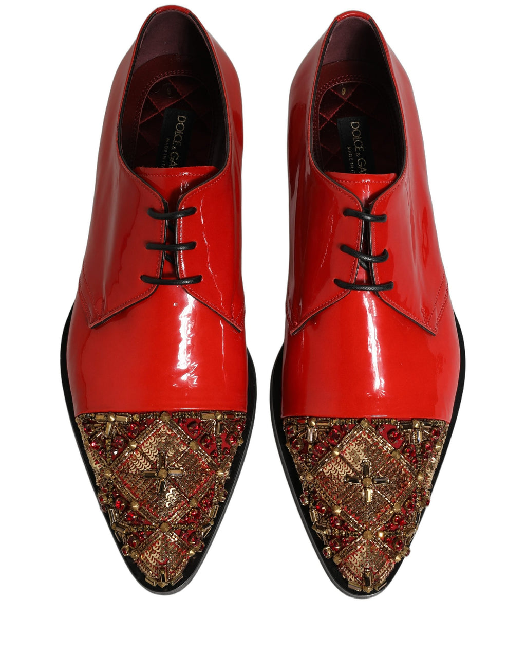 Dolce & Gabbana Herren-Derby-Kleiderschuhe mit roten Verzierungen