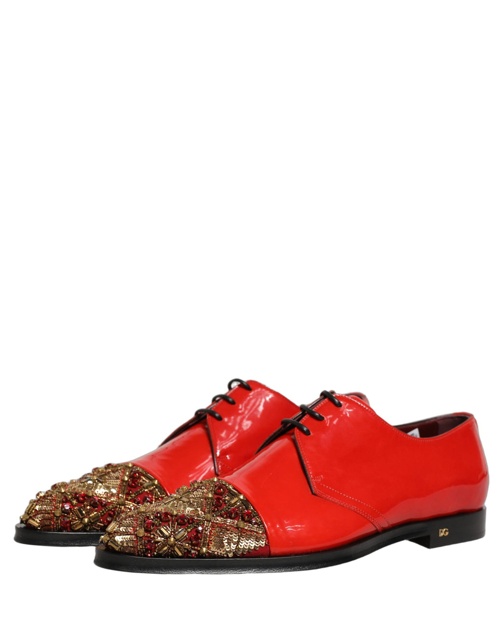 Dolce & Gabbana Herren-Derby-Kleiderschuhe mit roten Verzierungen
