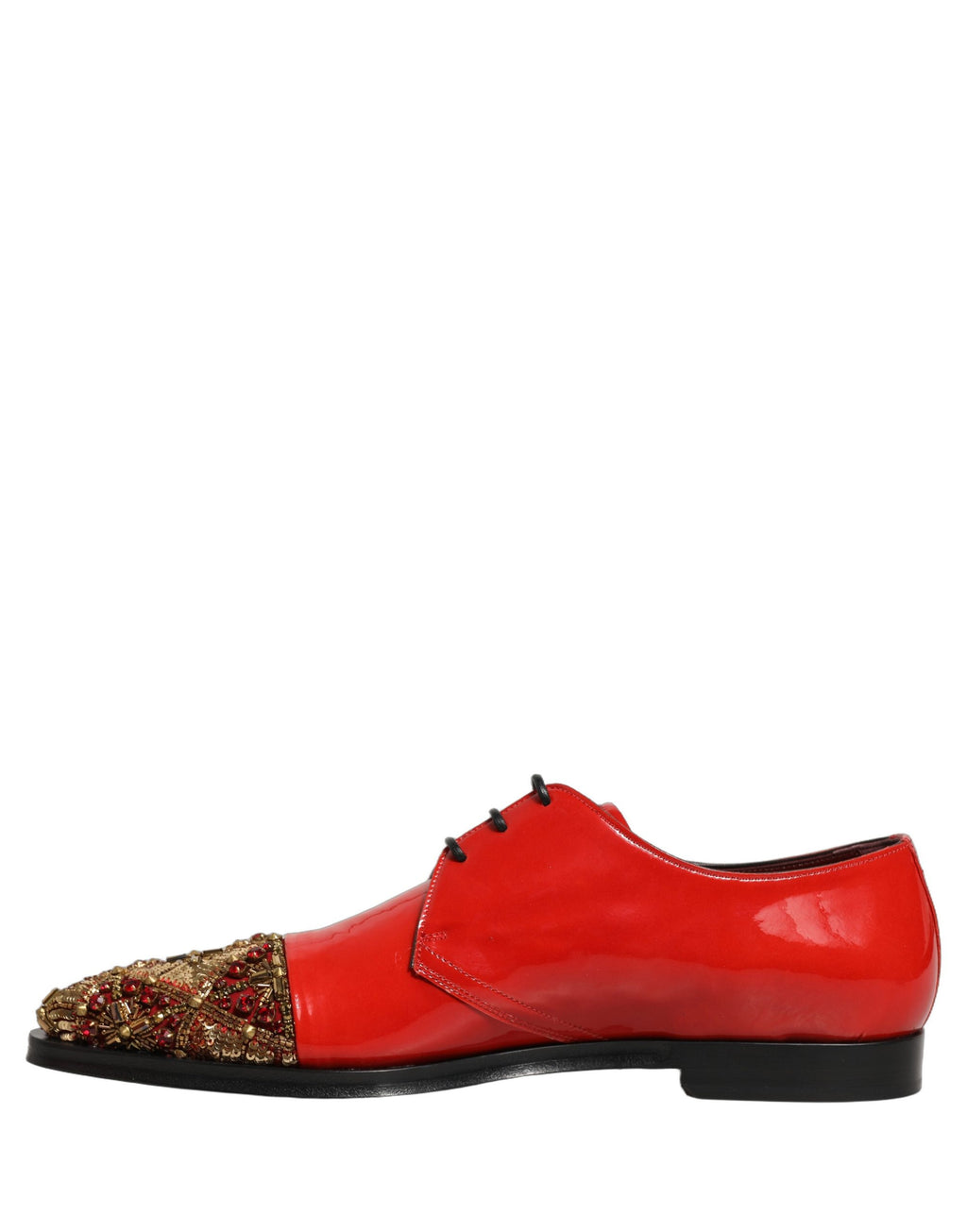 Dolce & Gabbana Herren-Derby-Kleiderschuhe mit roten Verzierungen