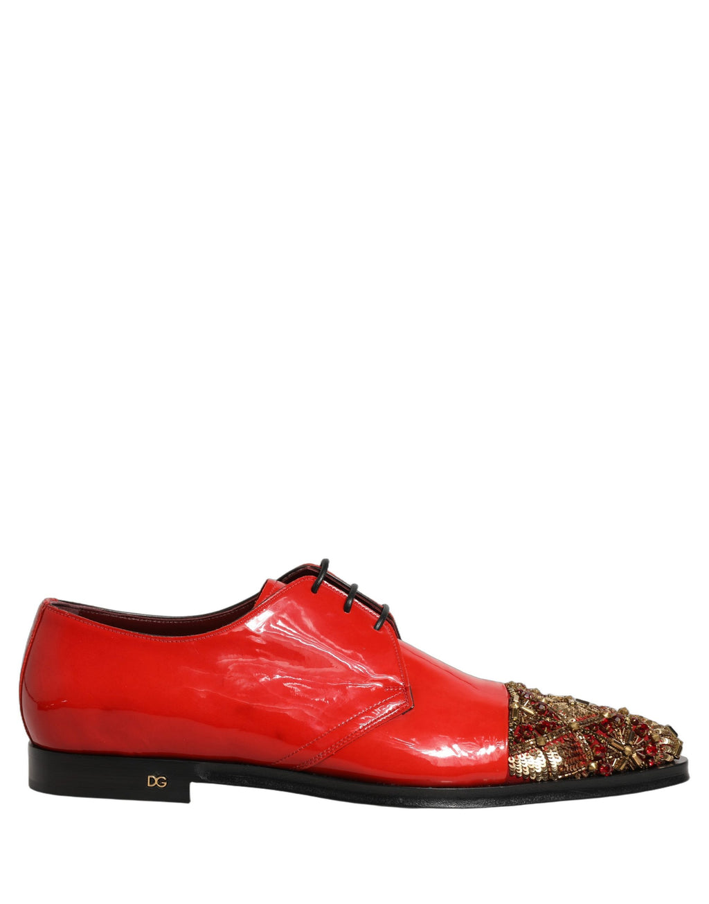 Dolce & Gabbana Herren-Derby-Kleiderschuhe mit roten Verzierungen