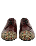 Dolce & Gabbana Maroon verzierte Derby-Abendschuhe