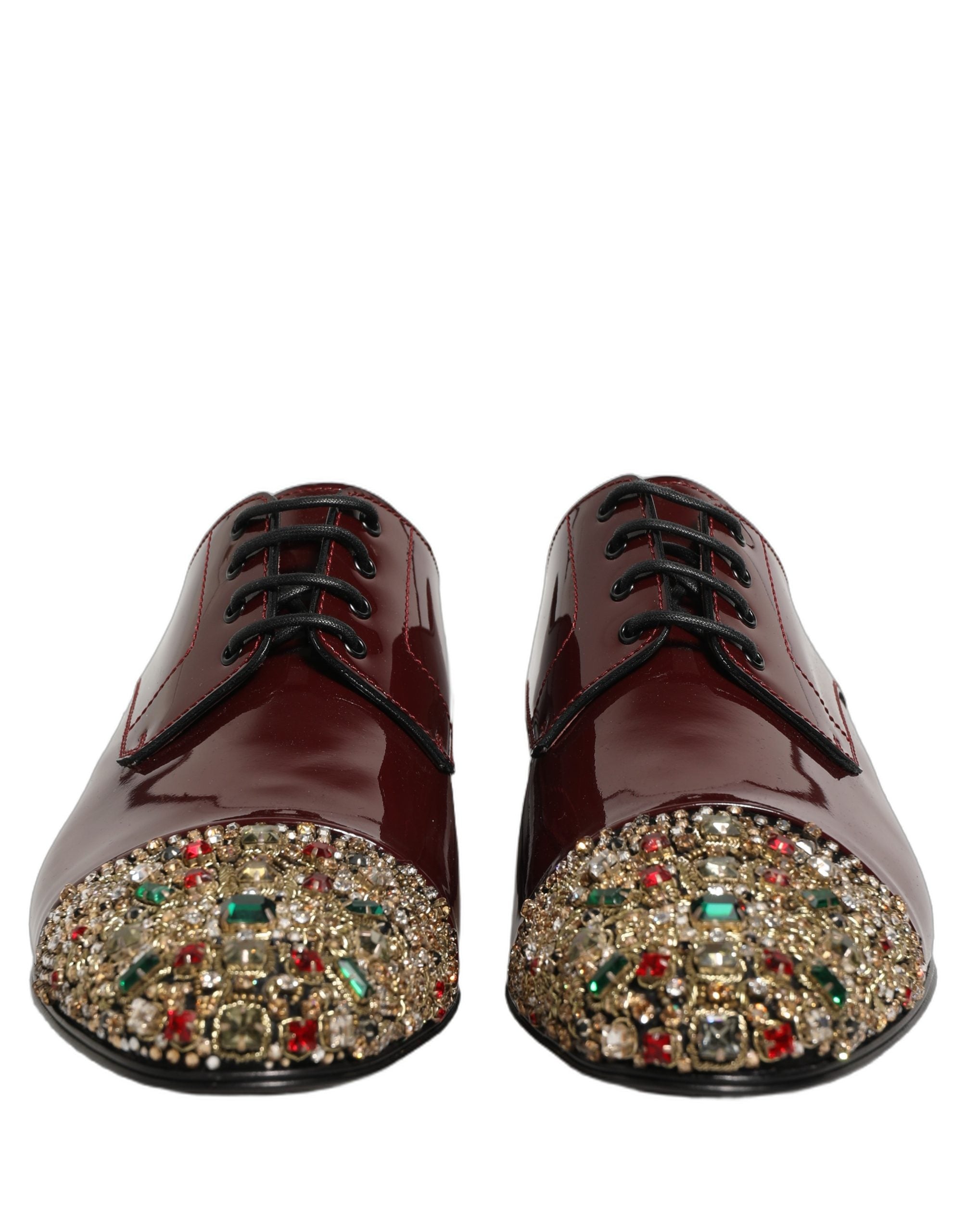 Dolce & Gabbana Maroon verzierte Derby-Abendschuhe