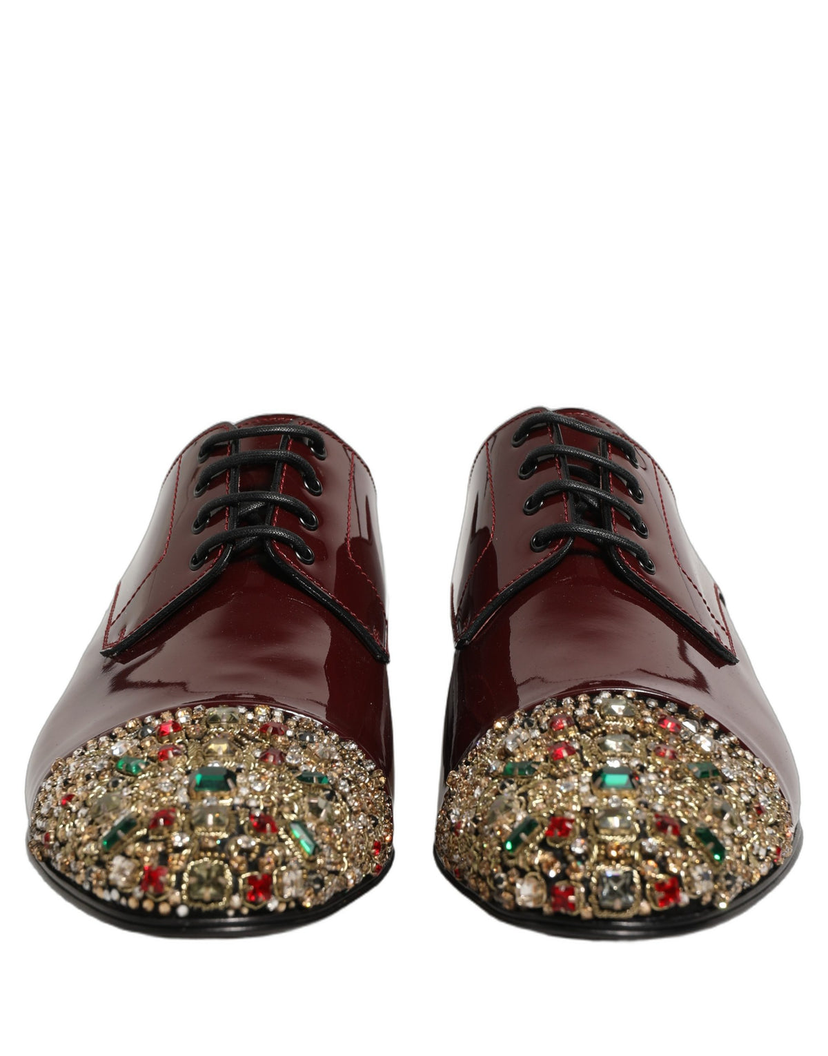 Dolce & Gabbana Maroon verzierte Derby-Abendschuhe