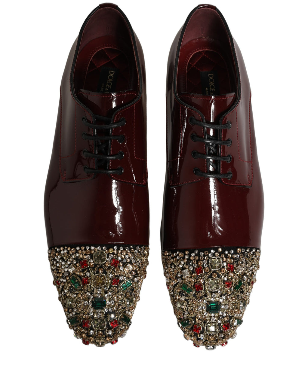 Dolce & Gabbana Maroon verzierte Derby-Abendschuhe