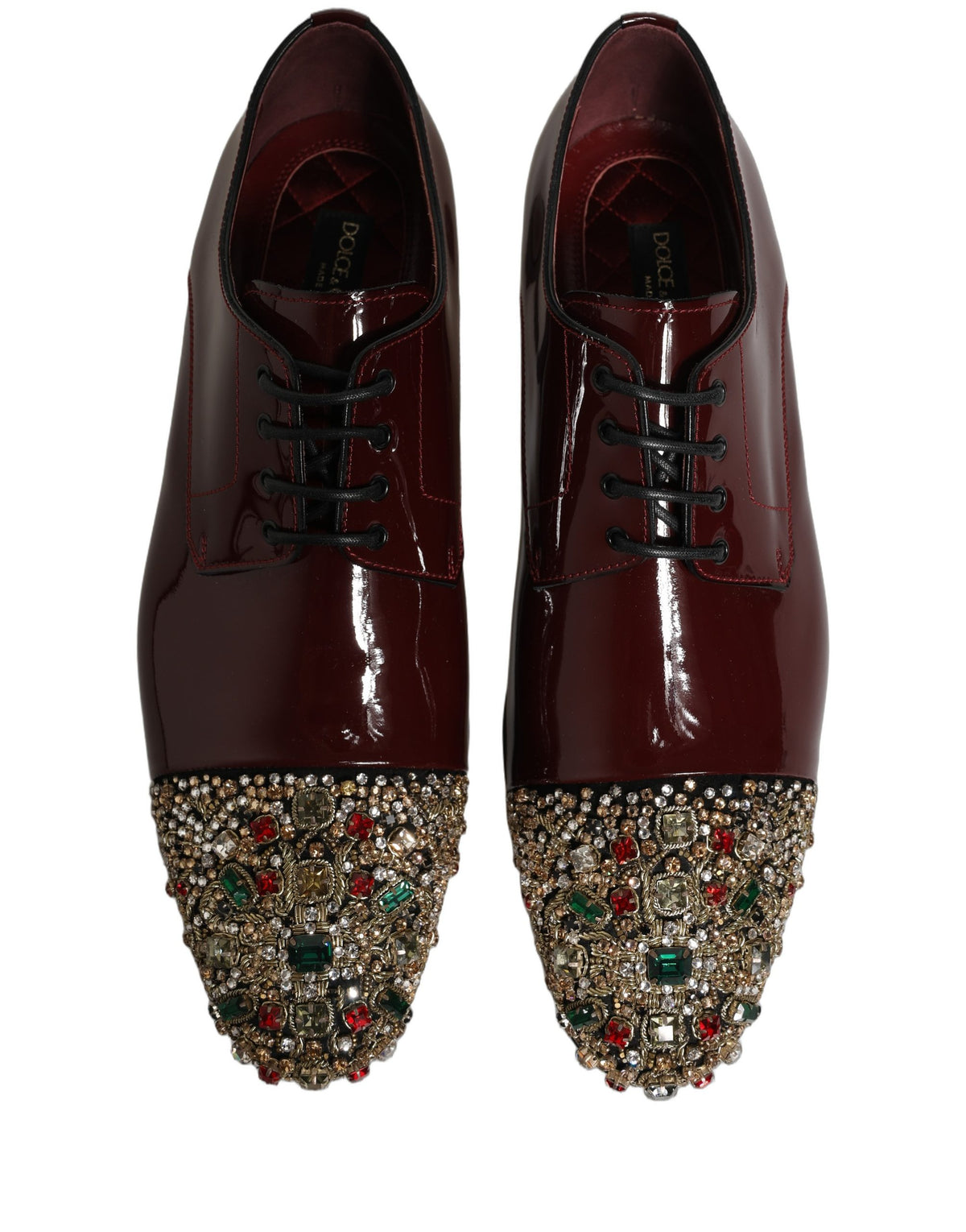 Dolce & Gabbana Maroon verzierte Derby-Abendschuhe