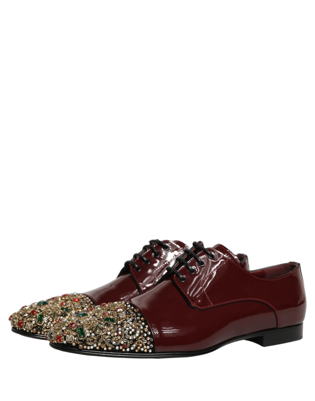 Dolce & Gabbana Maroon verzierte Derby-Abendschuhe