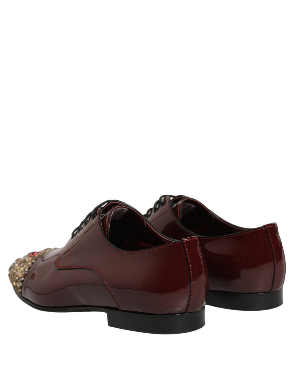 Dolce & Gabbana Maroon verzierte Derby-Abendschuhe