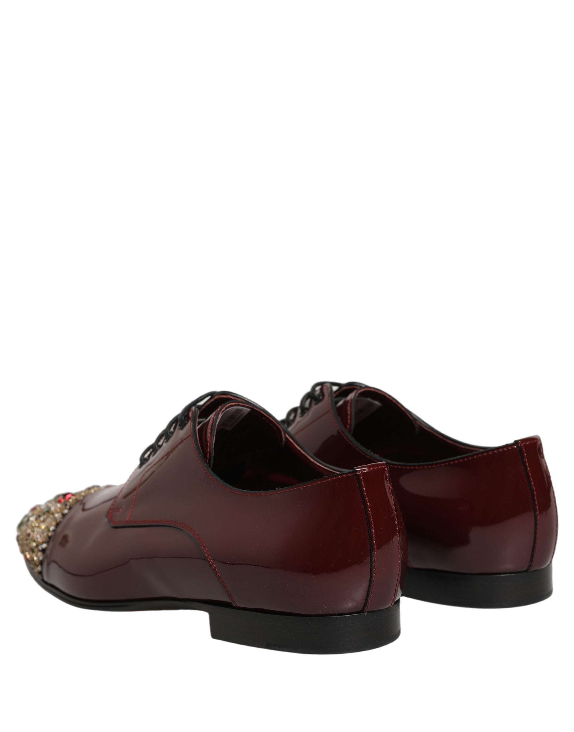 Dolce & Gabbana Maroon verzierte Derby-Abendschuhe