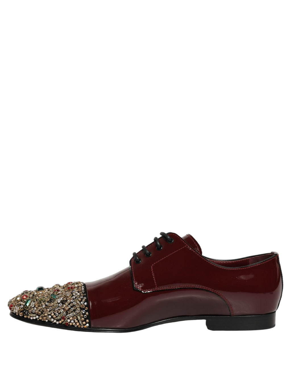 Dolce & Gabbana Maroon verzierte Derby-Abendschuhe