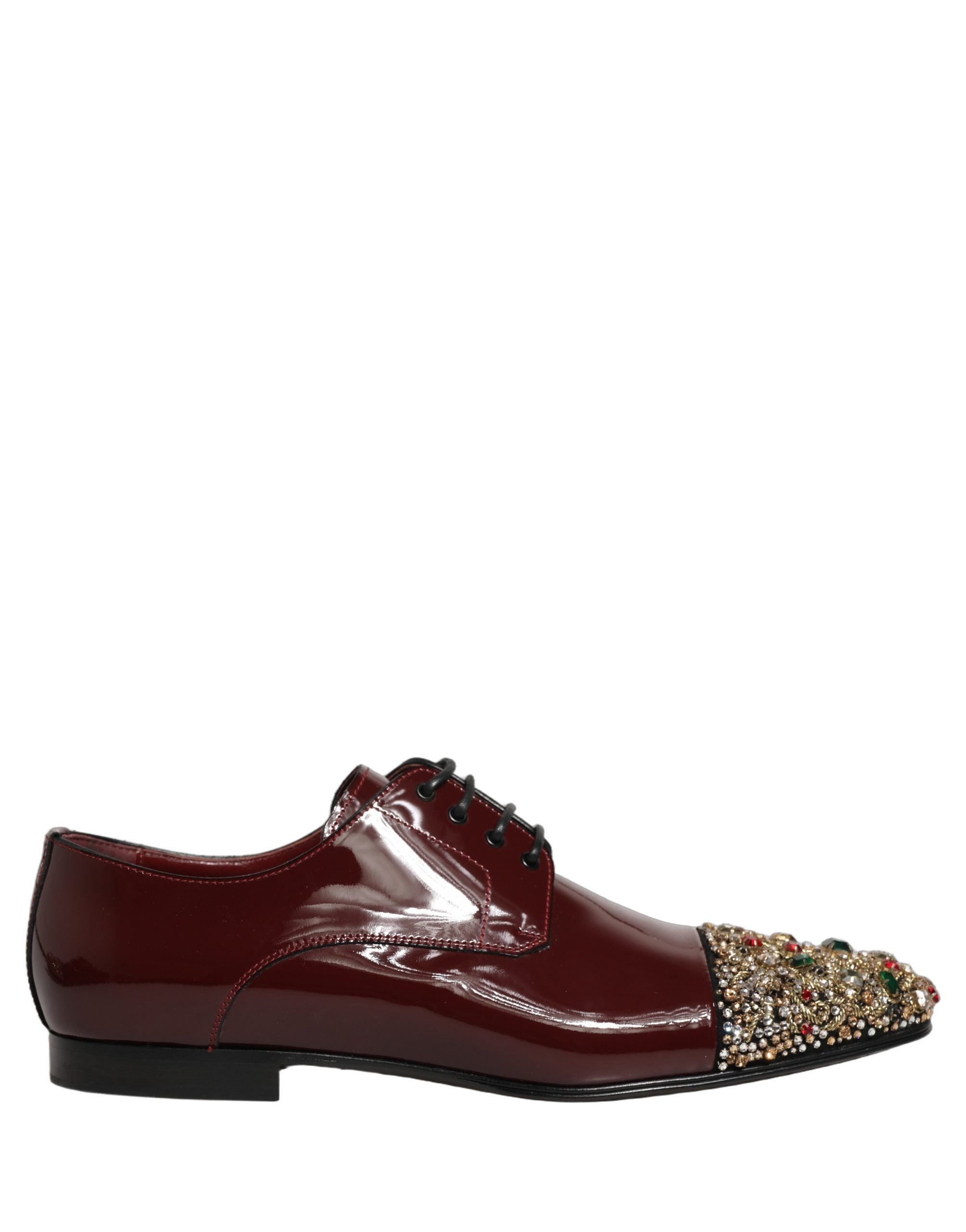 Dolce & Gabbana Maroon verzierte Derby-Abendschuhe