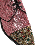 Dolce & Gabbana Herren-Derbyschuhe mit pinken Pailletten-Verzierungen