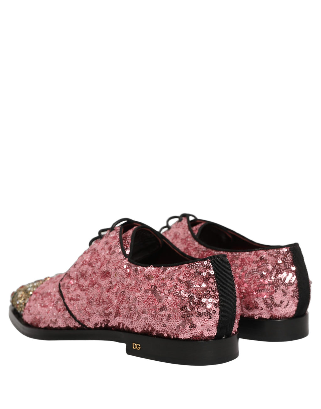 Dolce & Gabbana Herren-Derbyschuhe mit pinken Pailletten-Verzierungen