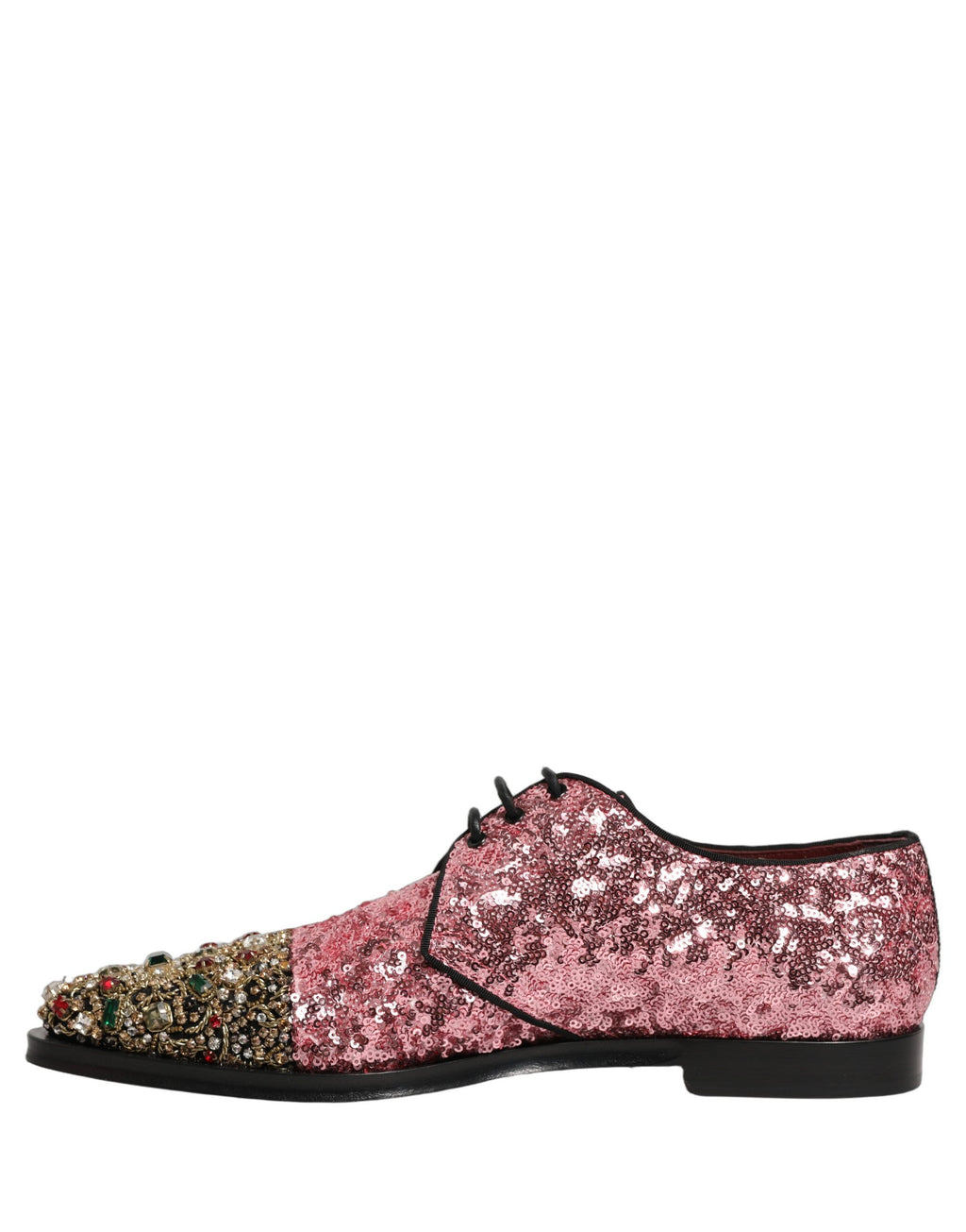 Dolce & Gabbana Herren-Derbyschuhe mit pinken Pailletten-Verzierungen