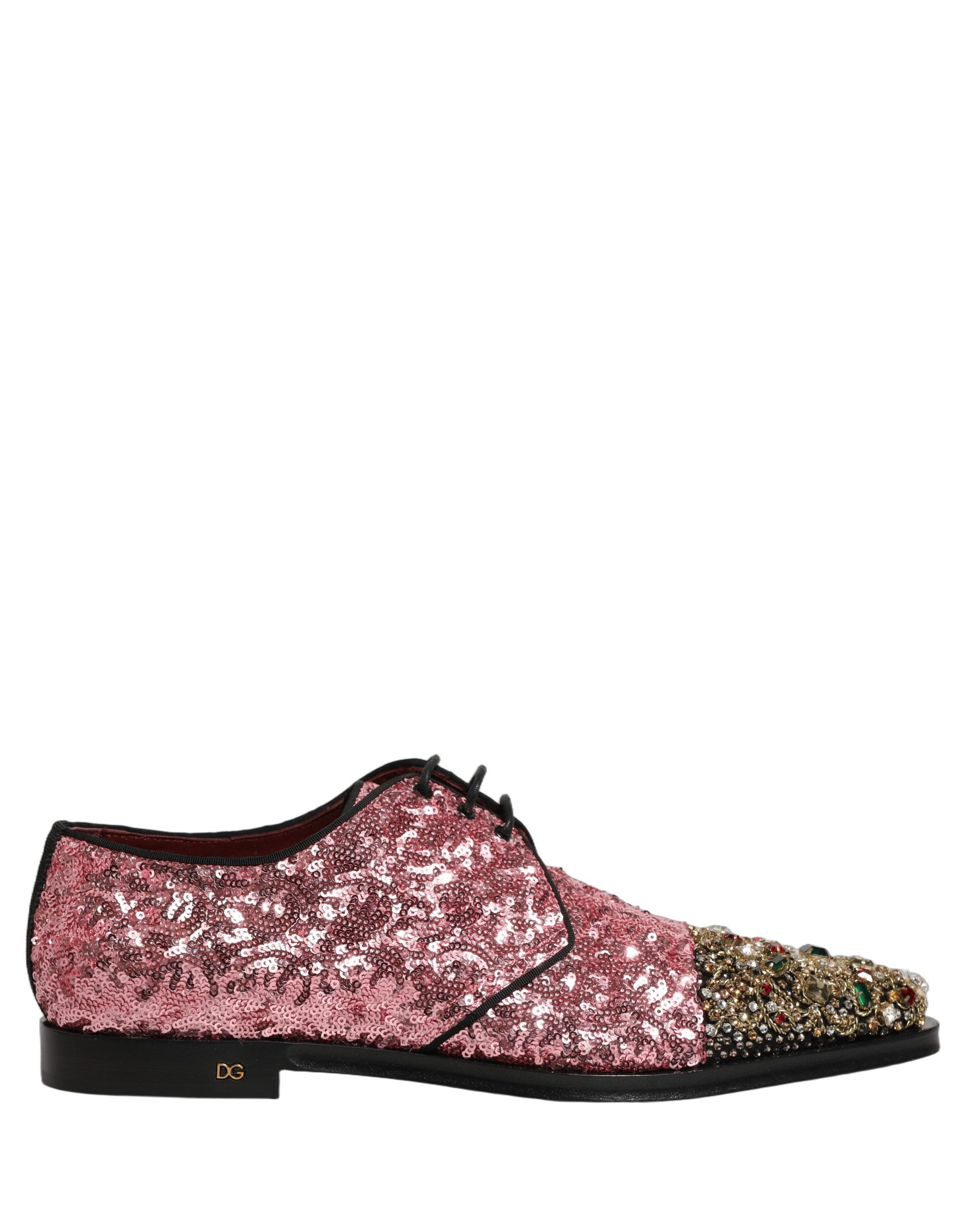 Dolce & Gabbana Herren-Derbyschuhe mit pinken Pailletten-Verzierungen