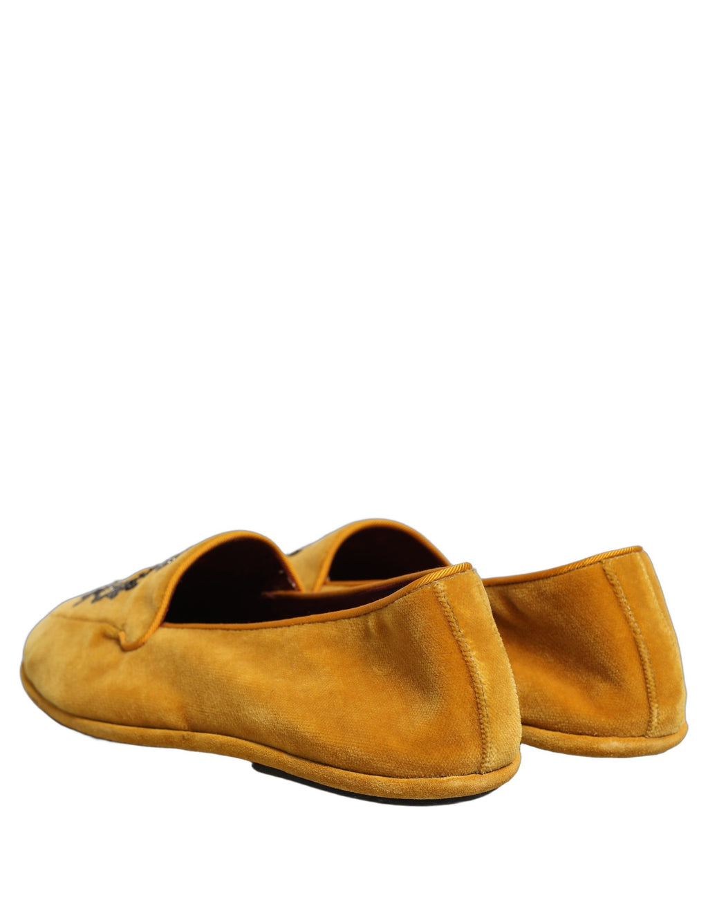Dolce & Gabbana Gelbe Samt-Loafer mit Kronenstickerei