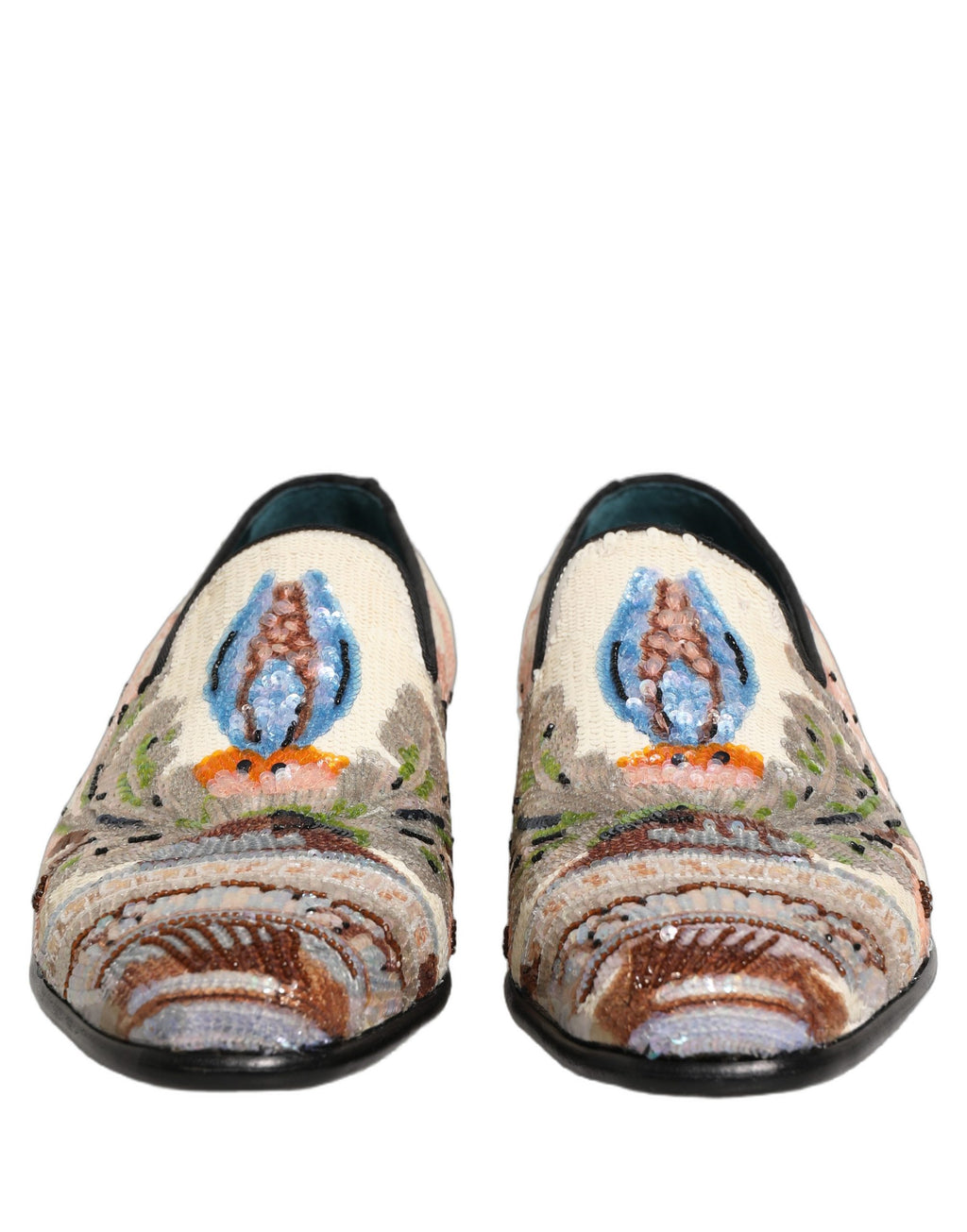 Dolce & Gabbana Multicolor Sequin Embroidered Loafers Shoes