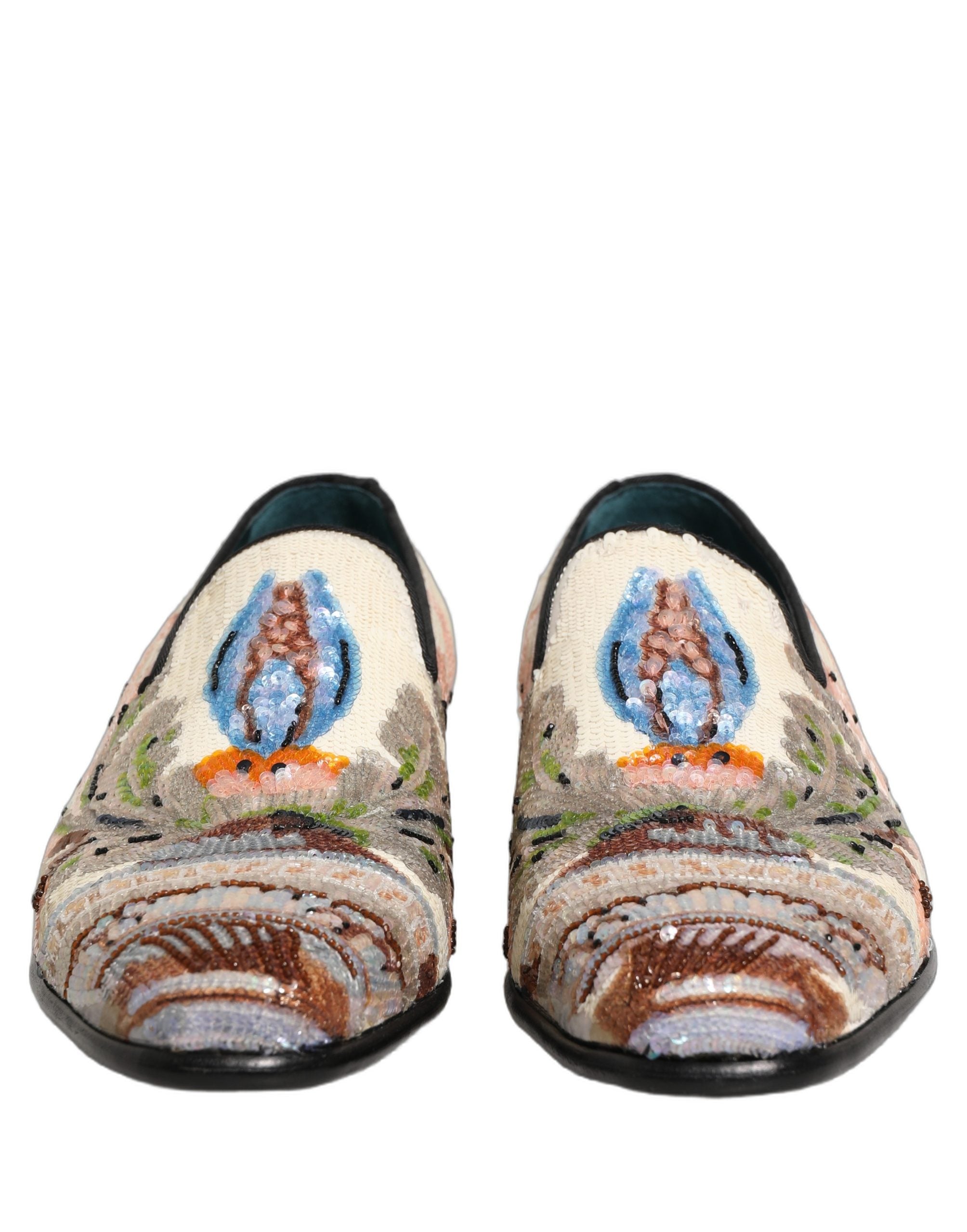Dolce & Gabbana Multicolor Sequin Embroidered Loafers Shoes