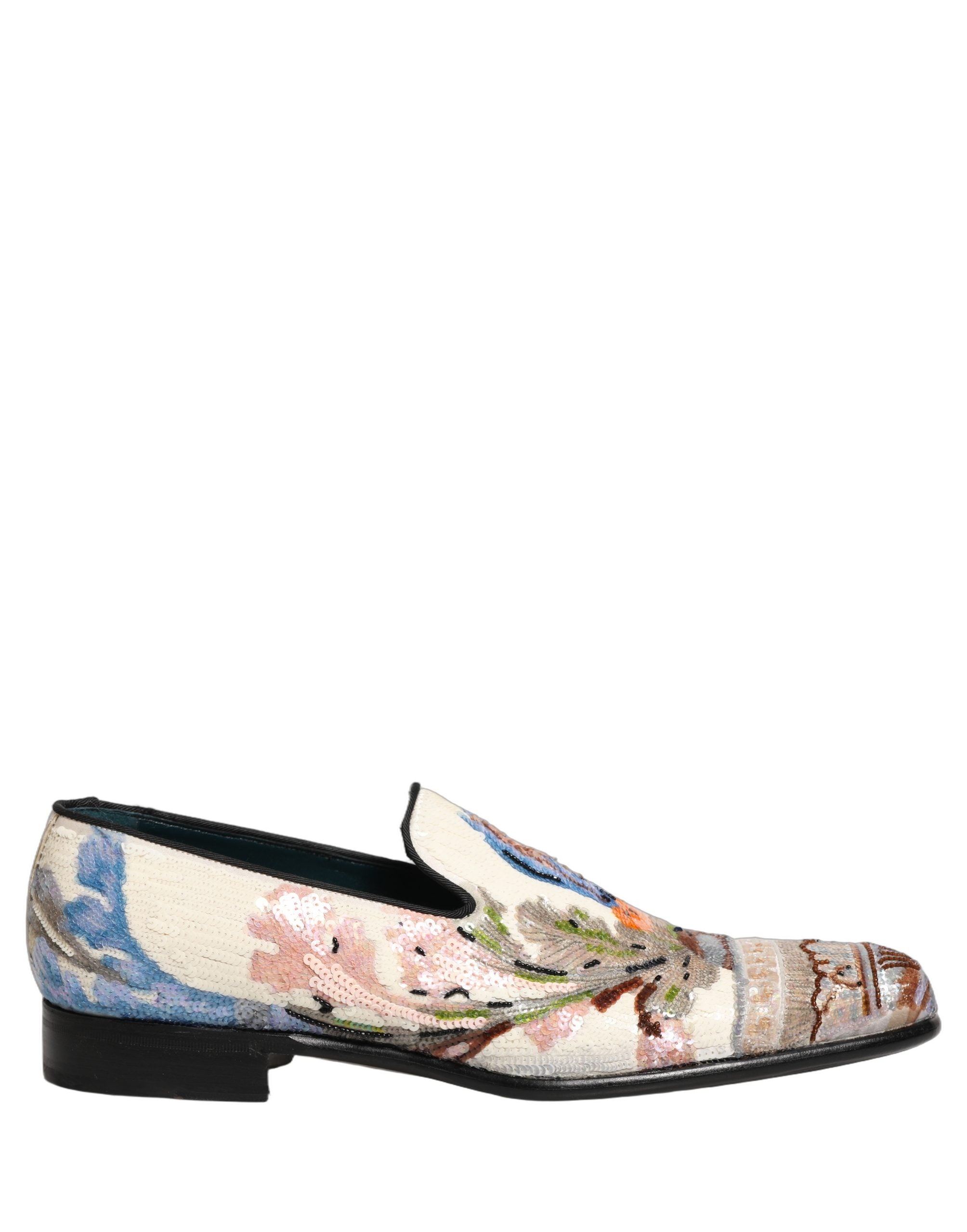 Dolce & Gabbana Multicolor Sequin Embroidered Loafers Shoes