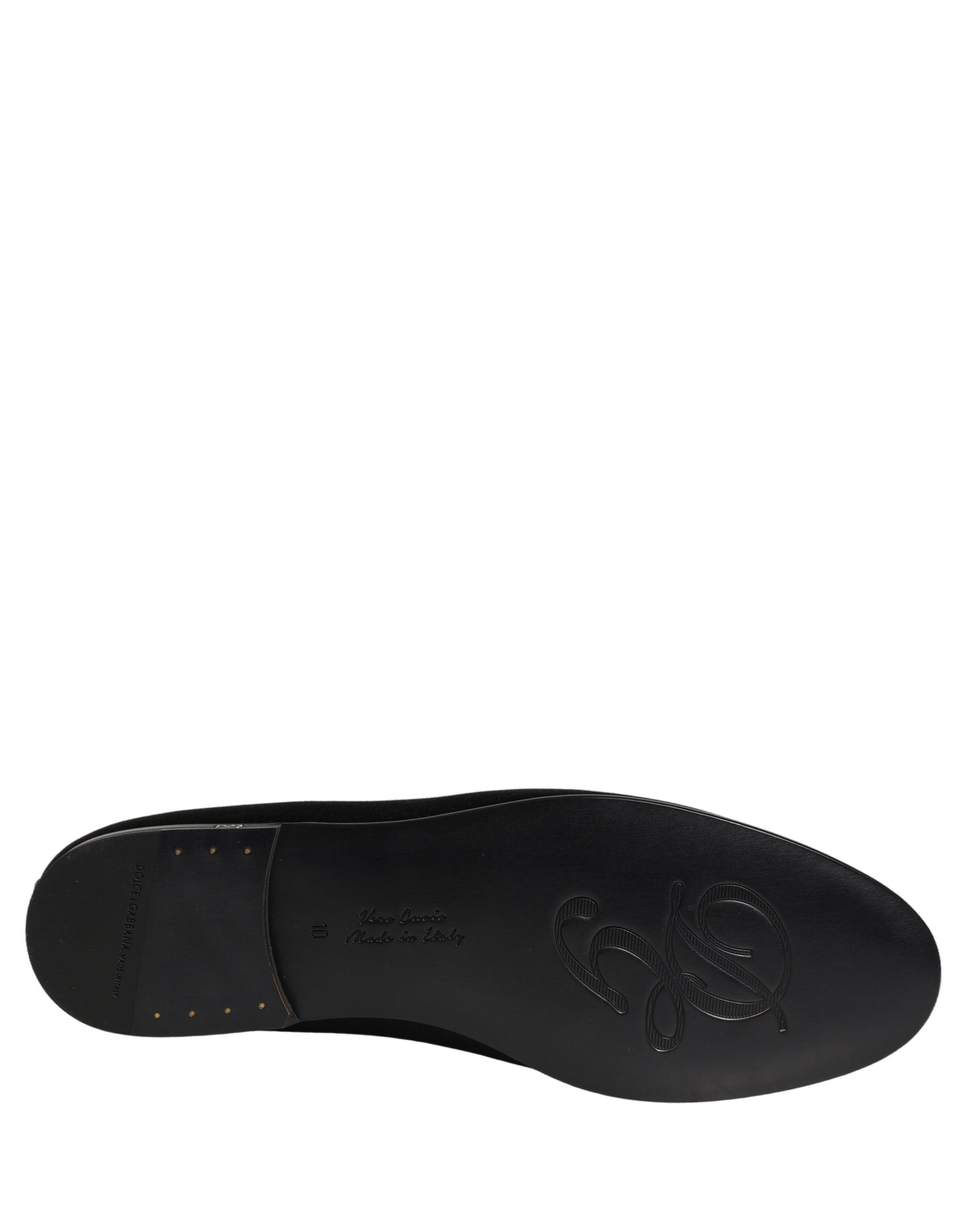 Dolce & Gabbana Schwarze Satin-Loafer mit Logo – Slip-On-Flats