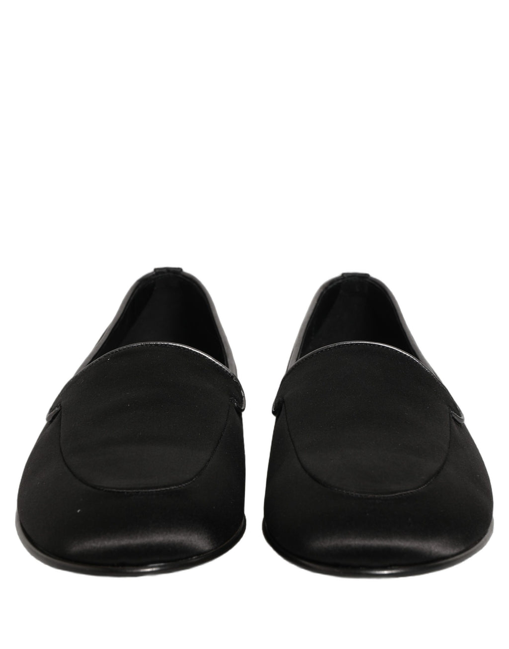 Dolce & Gabbana Schwarze Satin-Loafer mit Logo – Slip-On-Flats