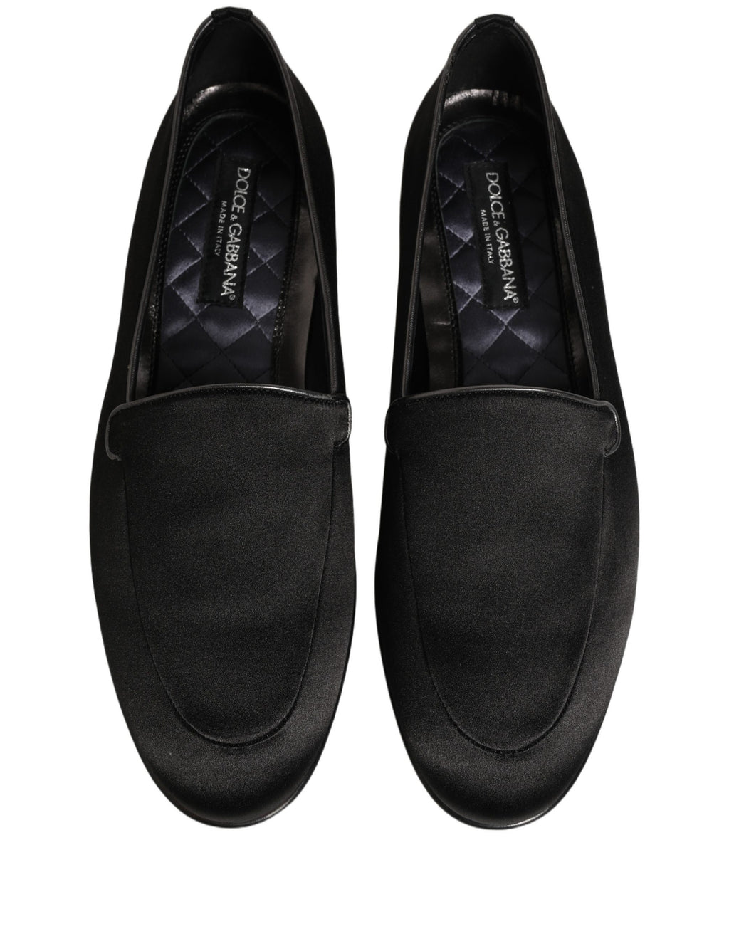 Dolce & Gabbana Schwarze Satin-Loafer mit Logo – Slip-On-Flats