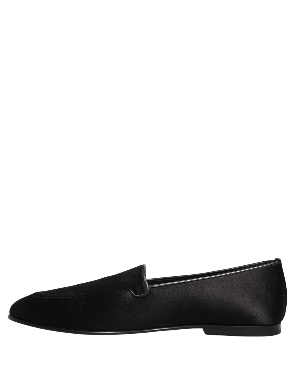 Dolce & Gabbana Schwarze Satin-Loafer mit Logo – Slip-On-Flats