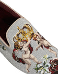 Dolce & Gabbana Graue Loafer mit Krone und Engel-Stickerei