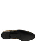 Dolce & Gabbana Gold gestreifte Loafer-Schuhe mit Paillettenbesatz