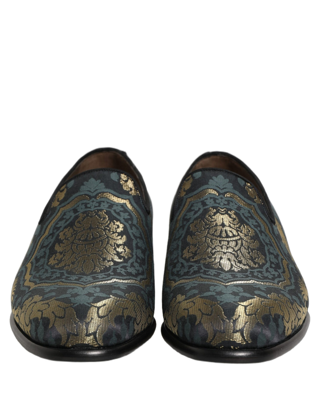 Dolce & Gabbana Schwarze Loafer aus Brokat mit Blumenmuster zum Hineinschlüpfen