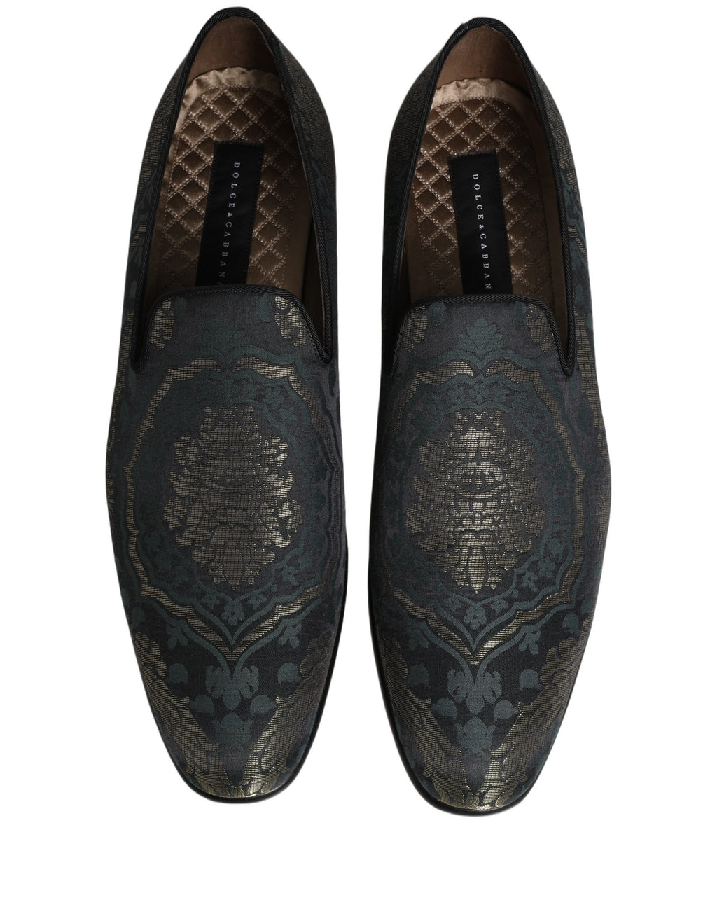 Dolce & Gabbana Schwarze Loafer aus Brokat mit Blumenmuster zum Hineinschlüpfen