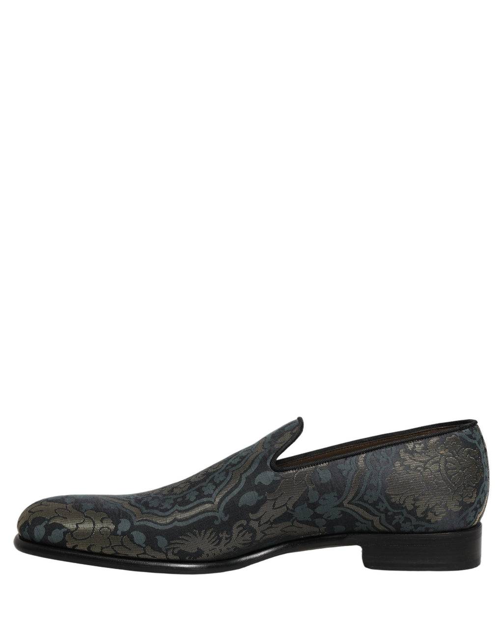 Dolce & Gabbana Schwarze Loafer aus Brokat mit Blumenmuster zum Hineinschlüpfen