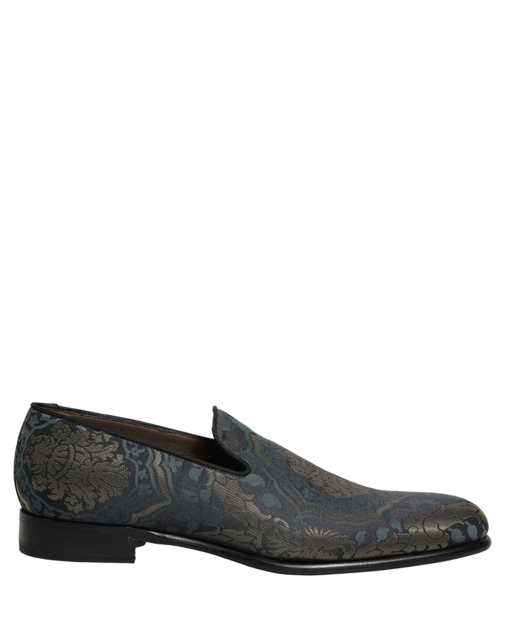 Dolce & Gabbana Schwarze Loafer aus Brokat mit Blumenmuster zum Hineinschlüpfen