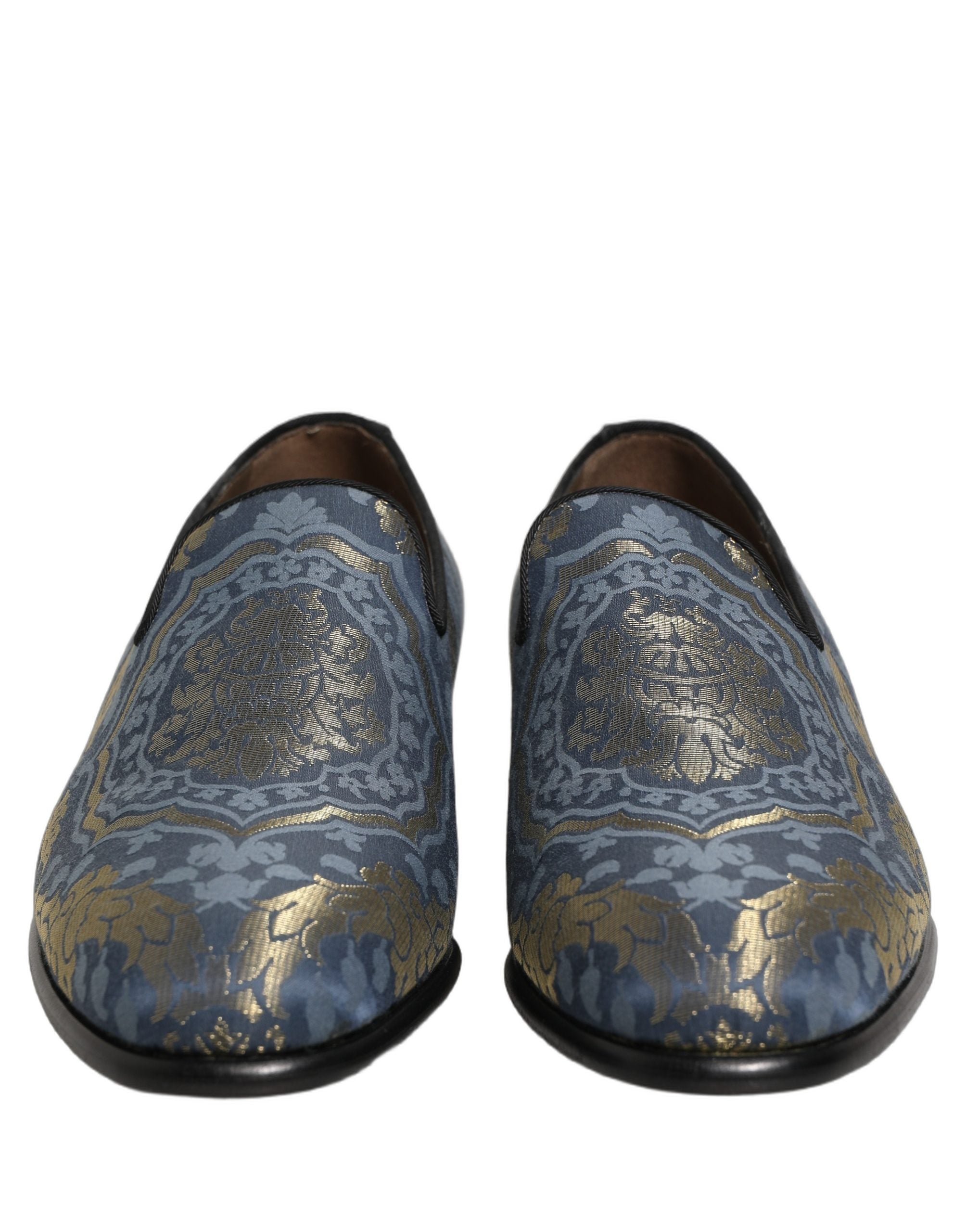 Dolce & Gabbana Blaue Blumen-Brocade-Slipper-Loafer
