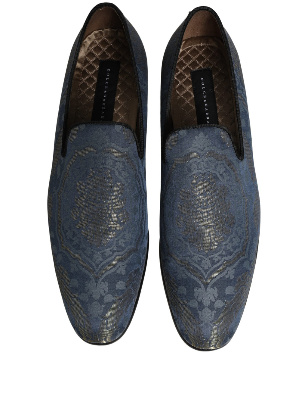 Dolce & Gabbana Blaue Blumen-Brocade-Slipper-Loafer