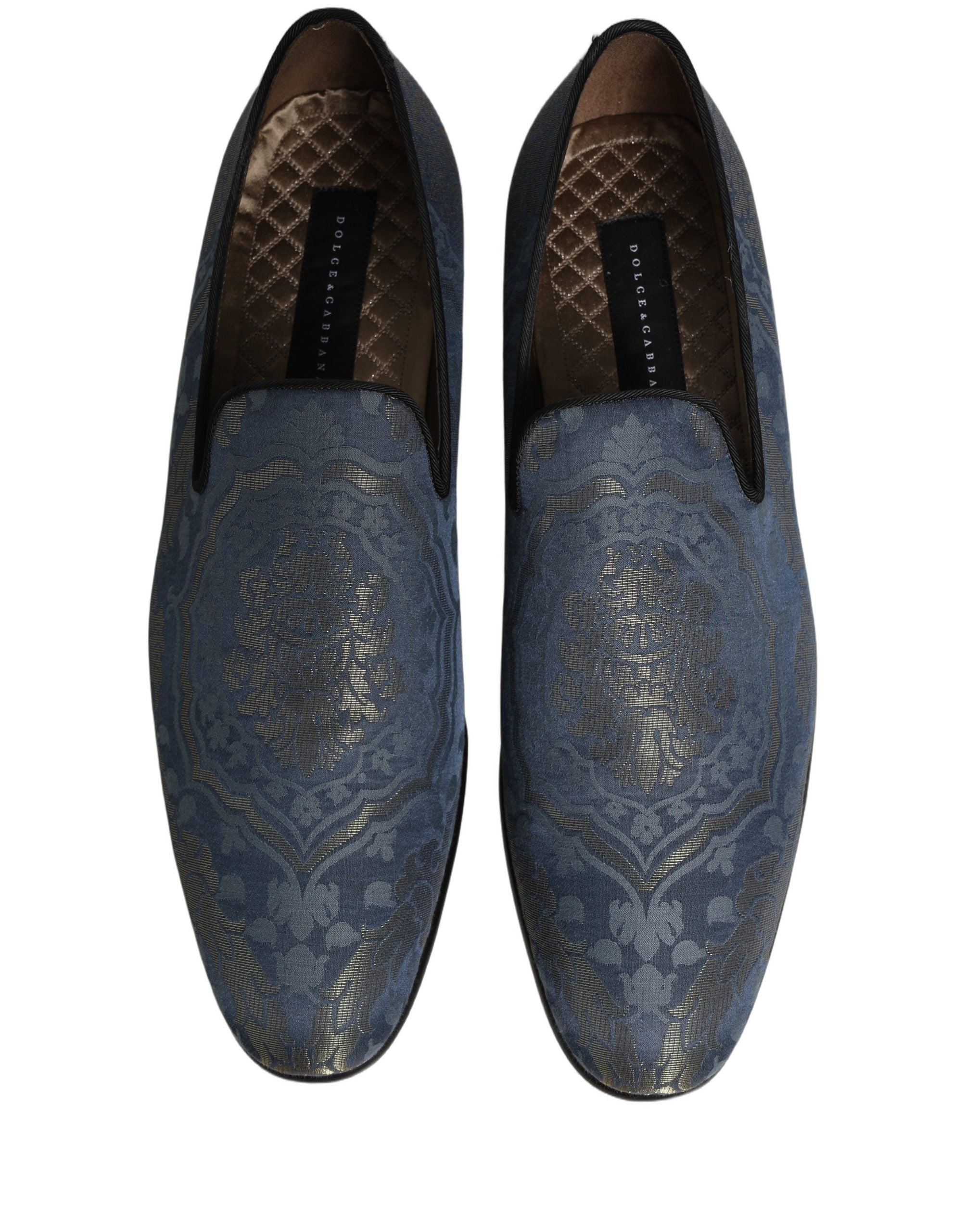 Dolce & Gabbana Blaue Blumen-Brocade-Slipper-Loafer