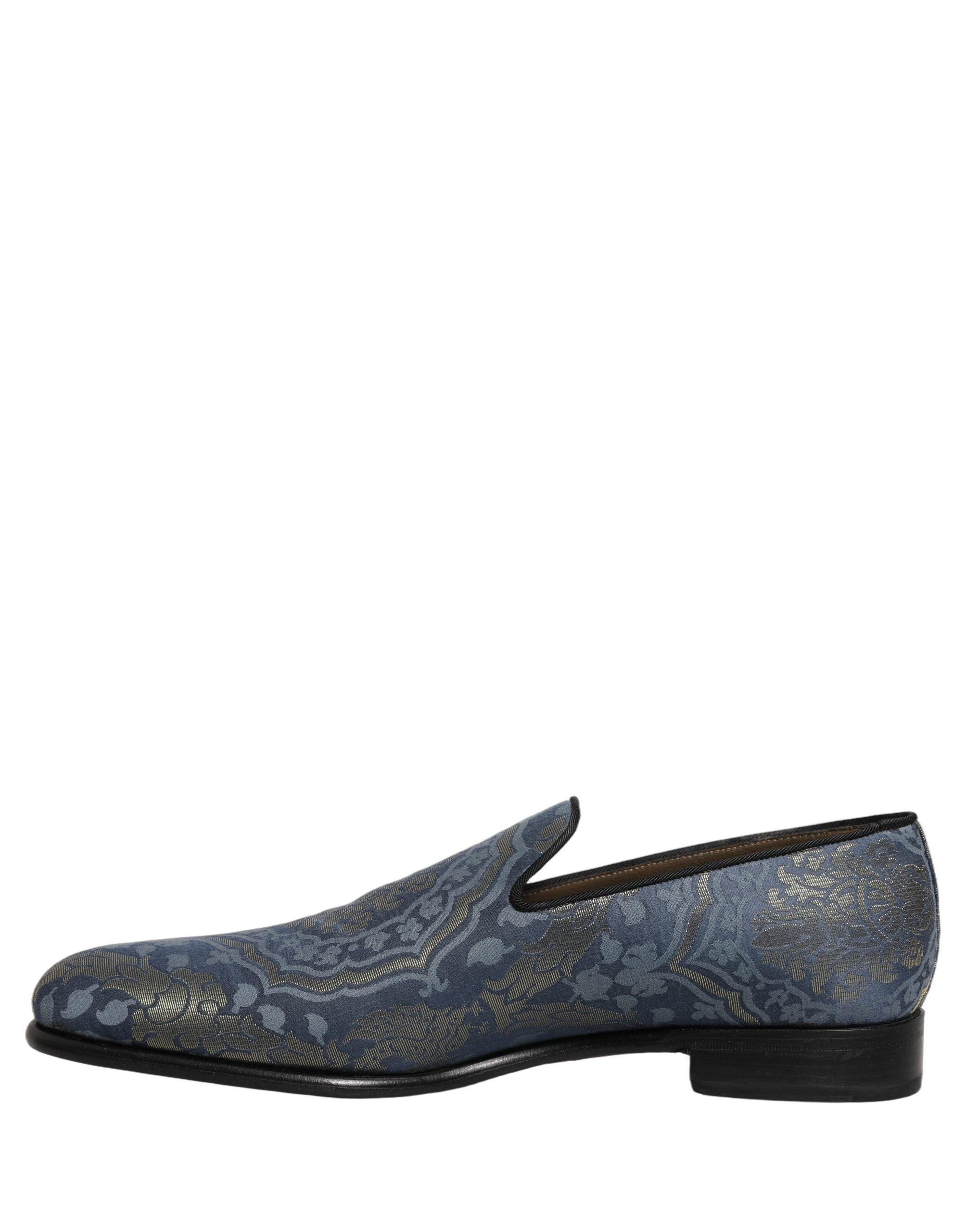 Dolce & Gabbana Blaue Blumen-Brocade-Slipper-Loafer