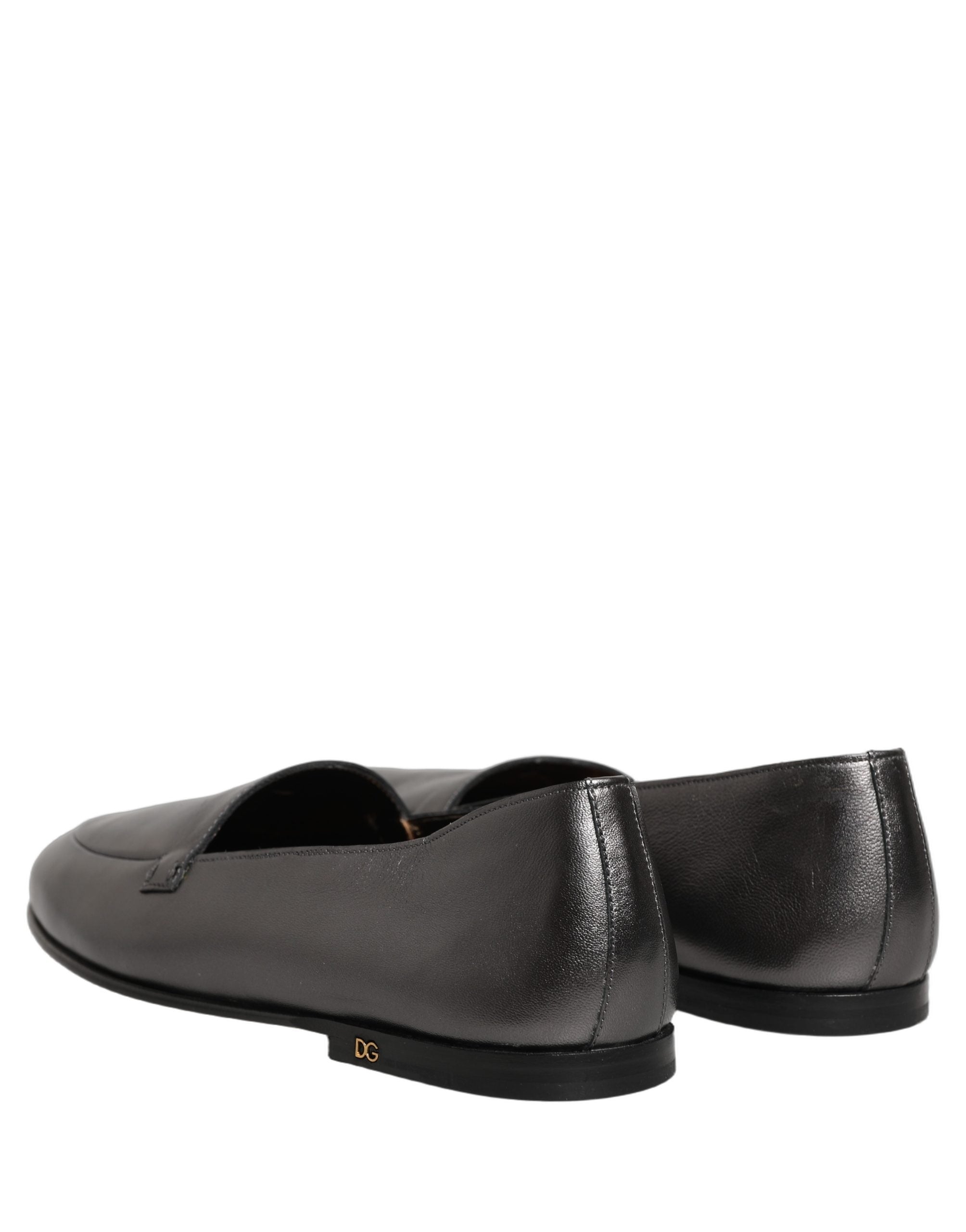 Dolce & Gabbana Silberne DG Logo Loafer aus Leder