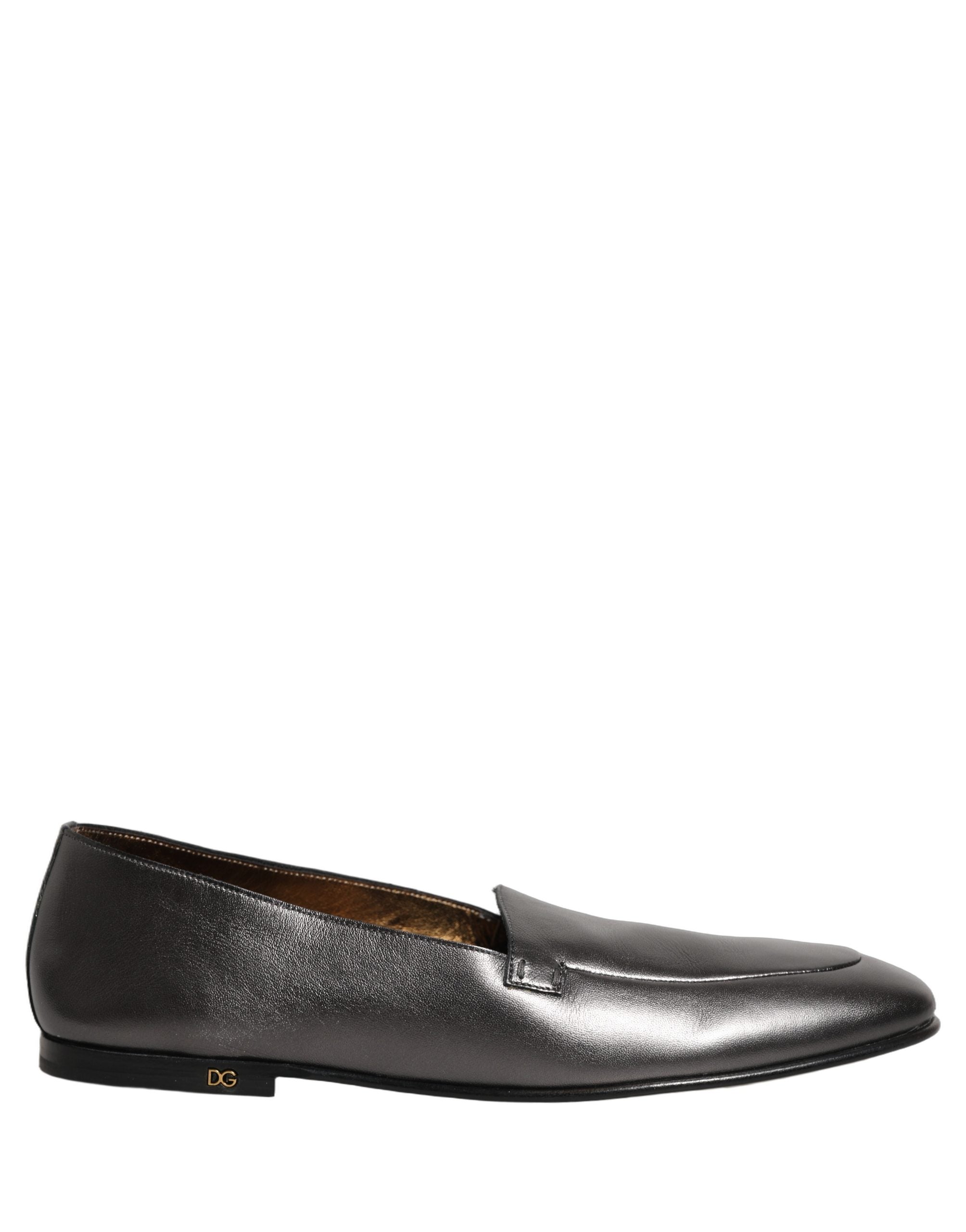 Dolce & Gabbana Silberne DG Logo Loafer aus Leder