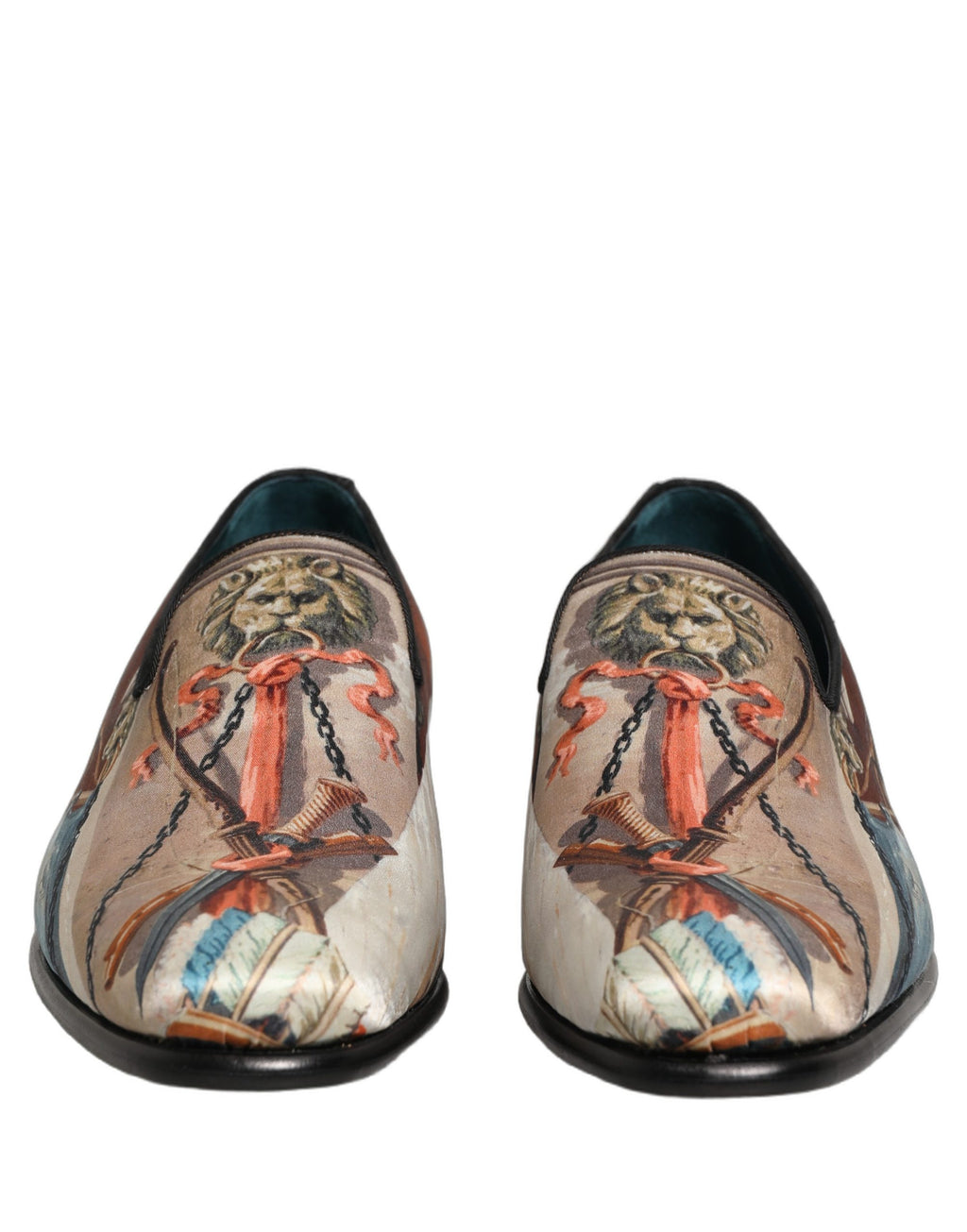 Dolce & Gabbana Multicolor Lion Print Slip On Loafers Shoes