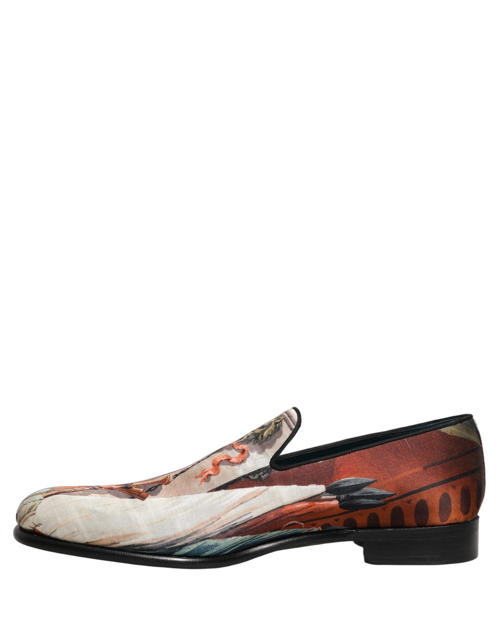 Dolce & Gabbana Multicolor Lion Print Slip On Loafers Shoes