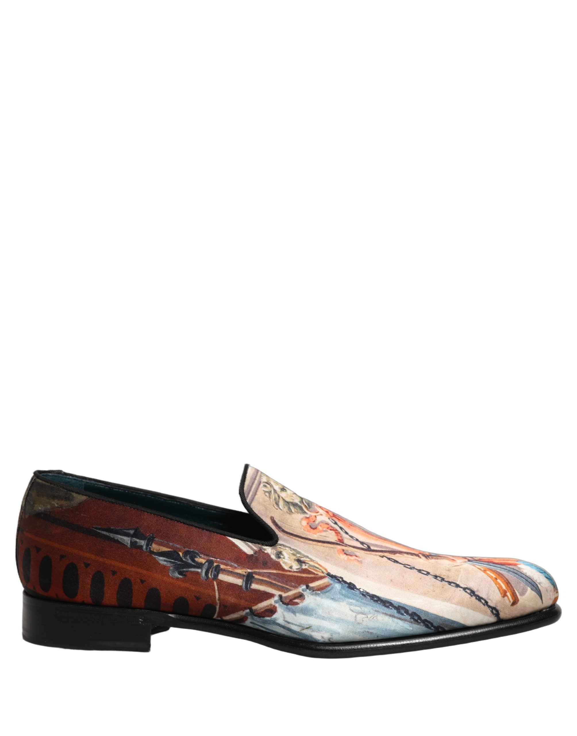 Dolce & Gabbana Multicolor Lion Print Slip On Loafers Shoes