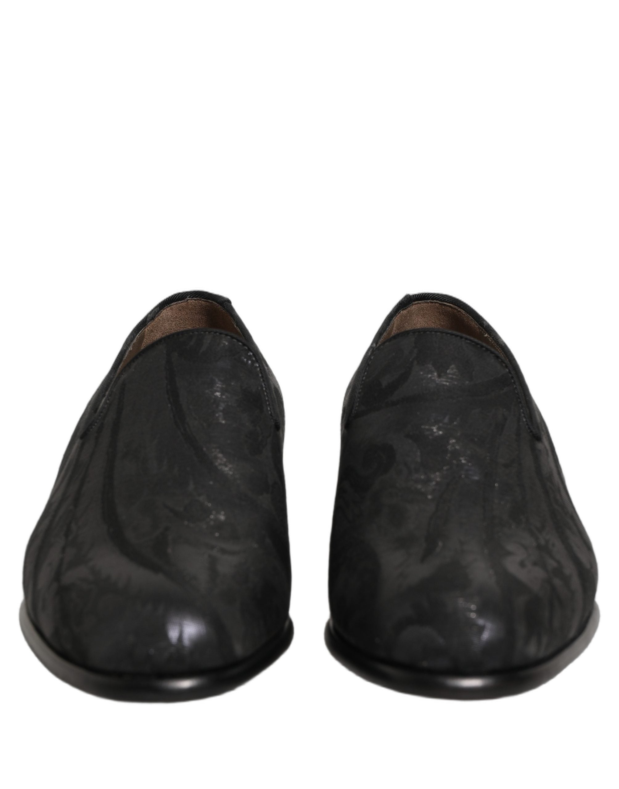 Dolce & Gabbana Schwarze Brokat-Loafer für Herren zum Hineinschlüpfen