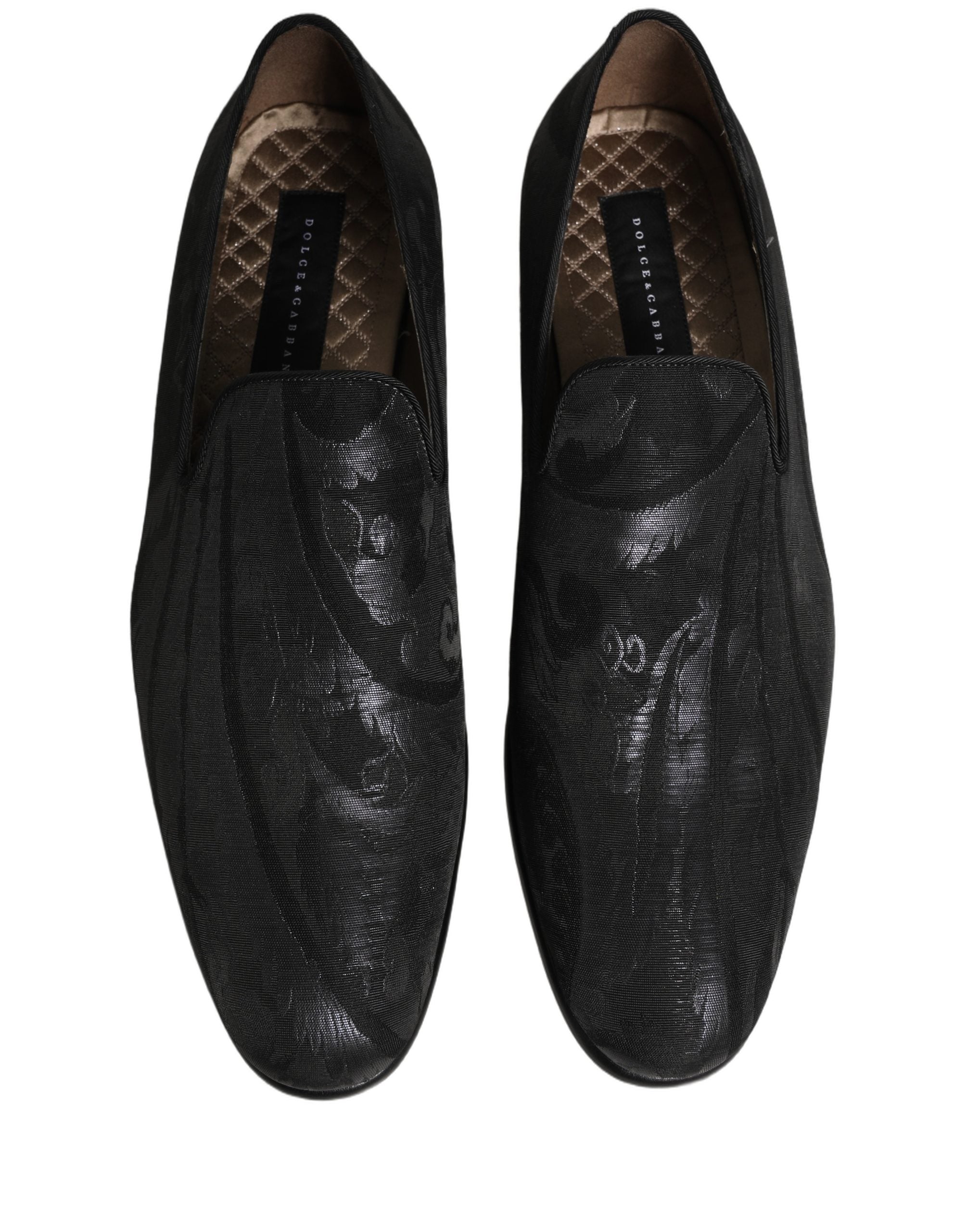 Dolce & Gabbana Schwarze Brokat-Loafer für Herren zum Hineinschlüpfen