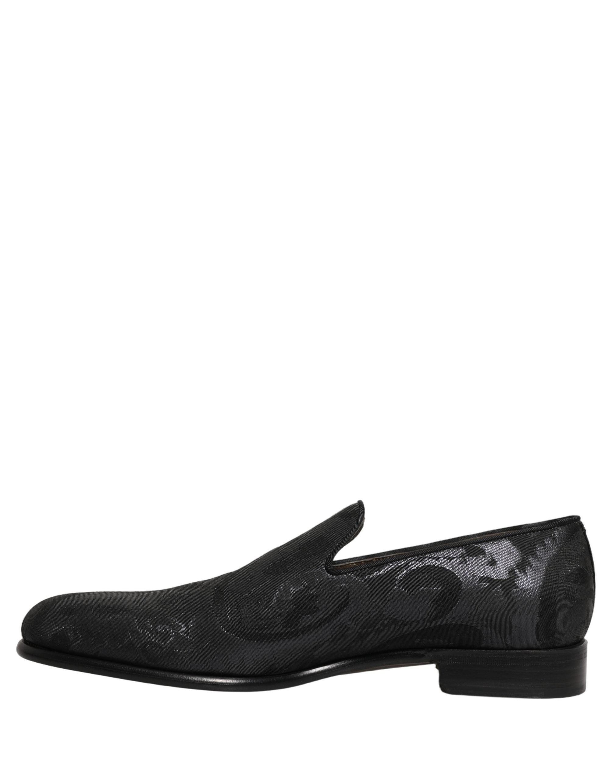Dolce & Gabbana Schwarze Brokat-Loafer für Herren zum Hineinschlüpfen