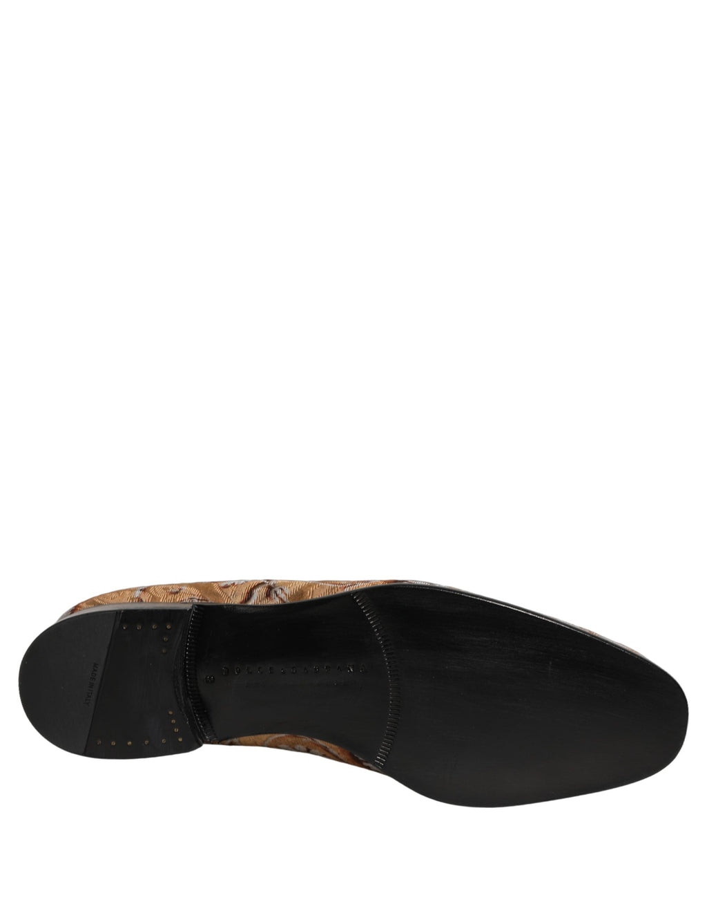 Dolce & Gabbana Beige Brokat Herren Slipper Loafer Schuhe