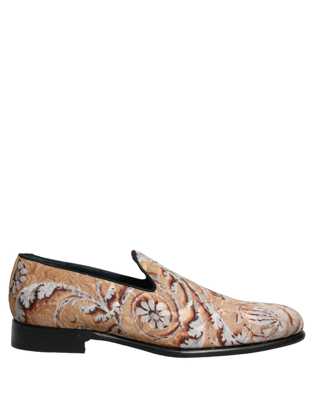 Dolce & Gabbana Beige Brokat Herren Slipper Loafer Schuhe