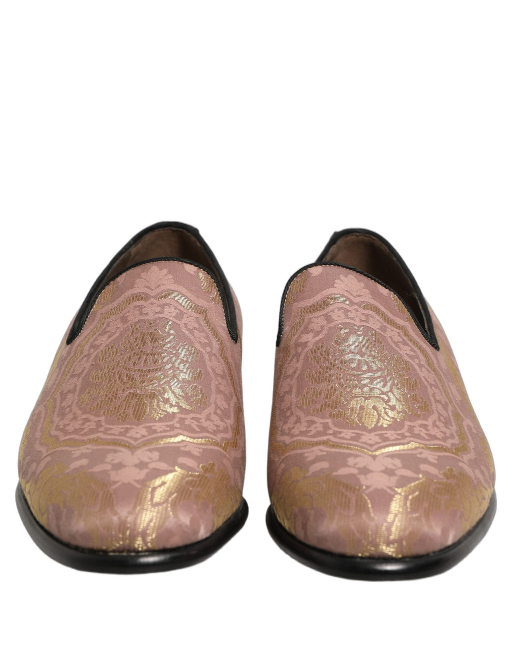 Dolce & Gabbana Pink Brocade Men Slip On Dress Loafers Shoes