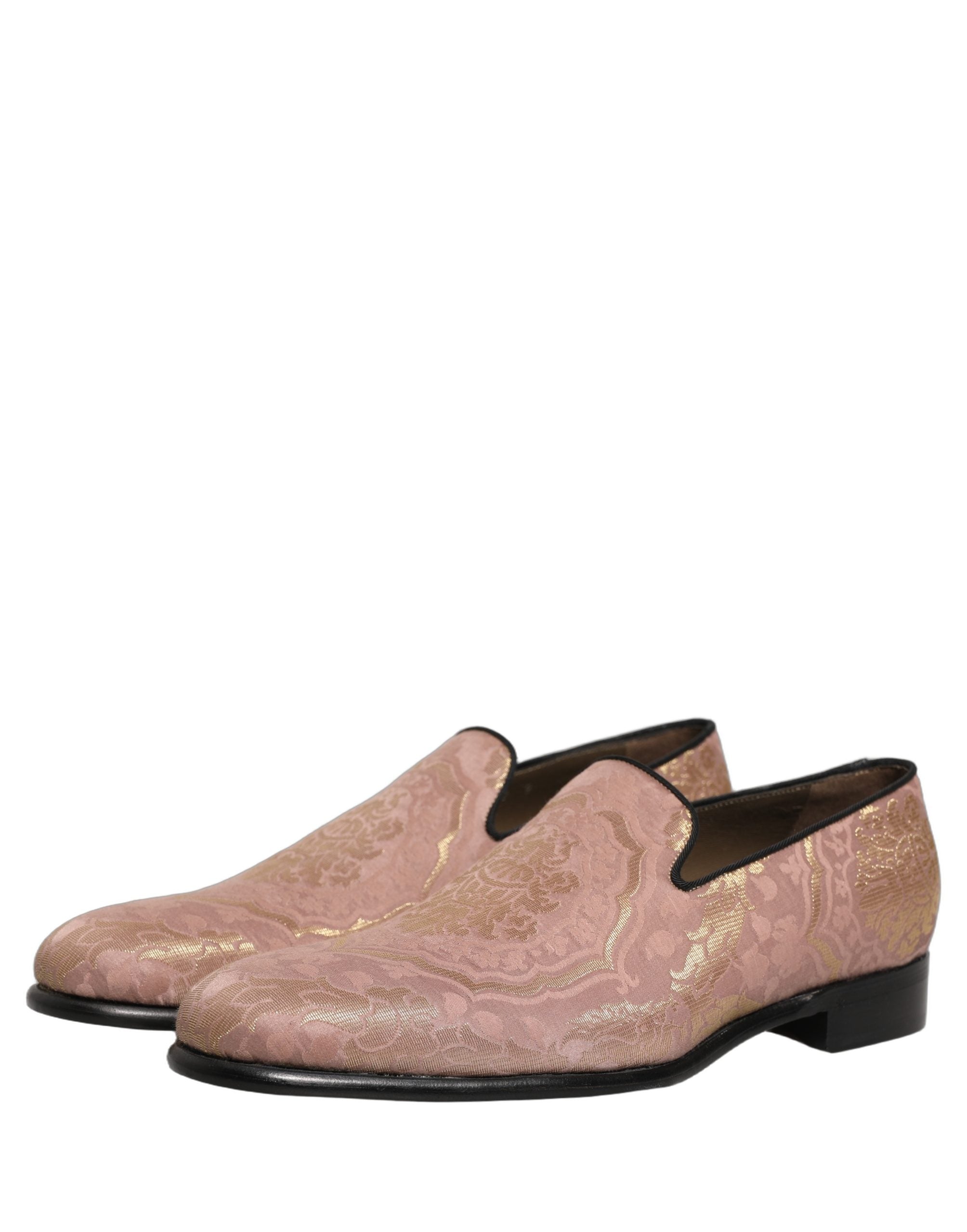 Dolce & Gabbana Pink Brocade Men Slip On Dress Loafers Shoes